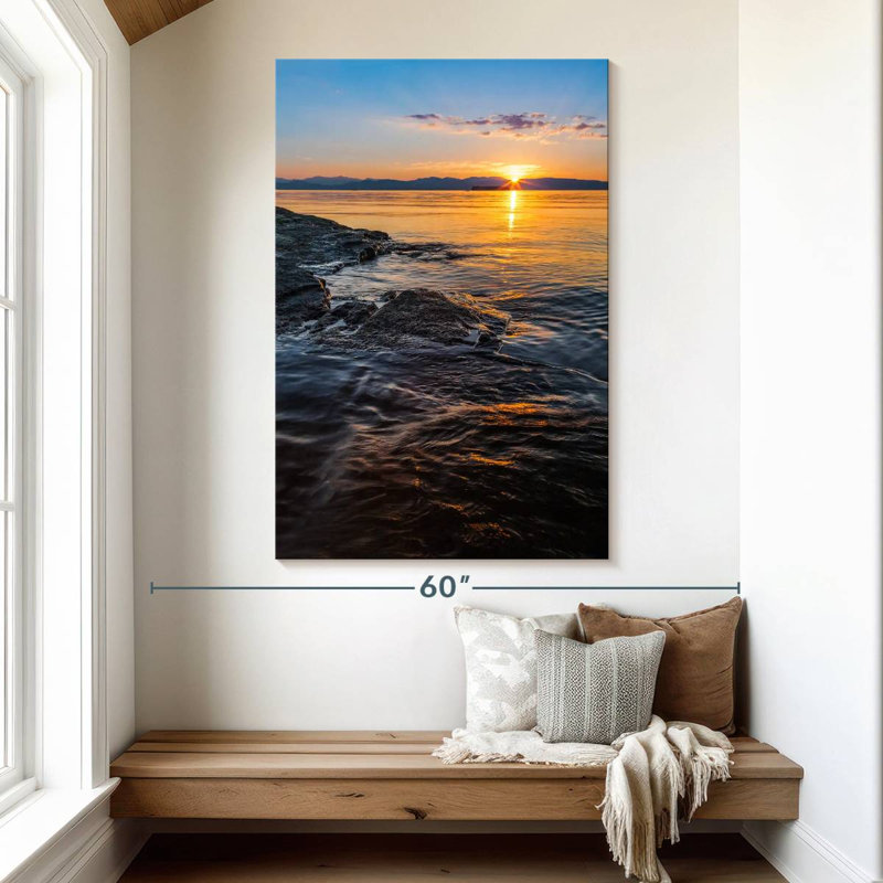 Coucher de soleil sur le lac Alvord Champlain, H 51 po x l 34 po