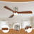 52 Inch Modern Ceiling Fan with LED Light Kit and Remote Control 3 Solid Wood Fan Blades 3-Color Dimmable Light 6-Speed Reversible Motor with Timer