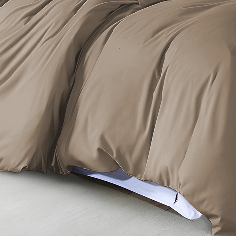 Marnisha Microfiber Duvet Cover Set with Pillowcases Included, Super King Duvet Cover Set +2 Pieces Included, Beige