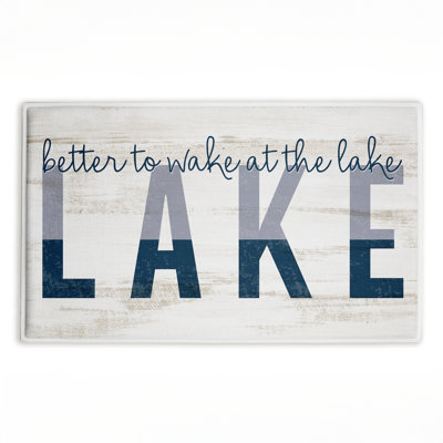 Better To Wake At Lake Printed Plush Bath Mat and Bath Rug, design by Kim Allen, 18"x30"