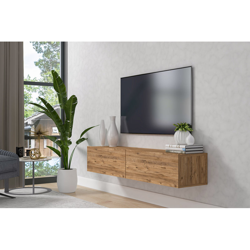Meuble télé flottant de 53 po Housley, Chêne rustique