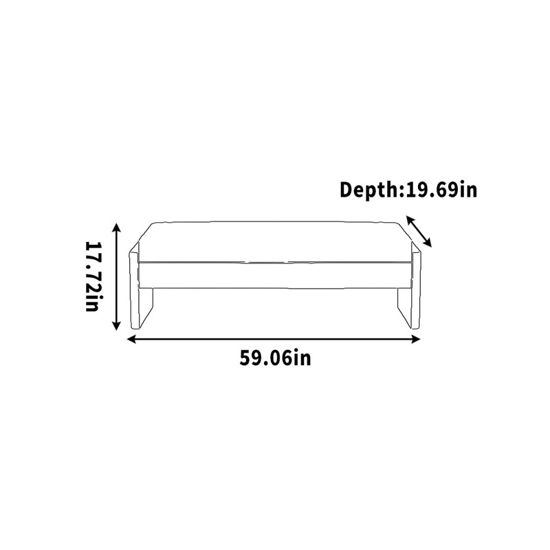Banc simple pour vêtements, H 17,72 po x l 59,06 po x P 19,69 po