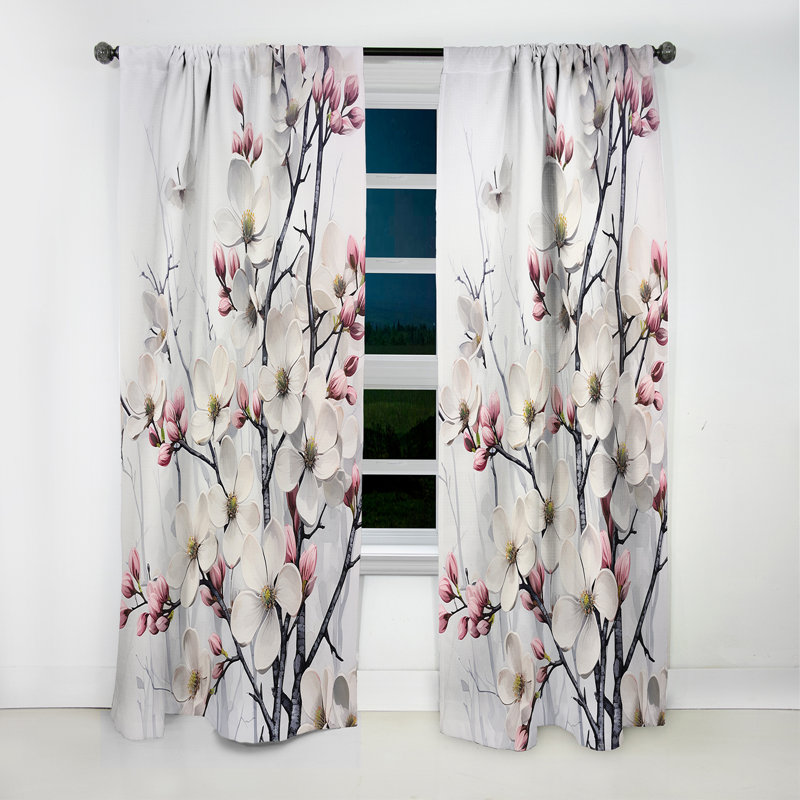 Goodwater - Rideau cornouiller - Rideau occultant à motif floral - 1 panneau, L 52 po x L 90 po