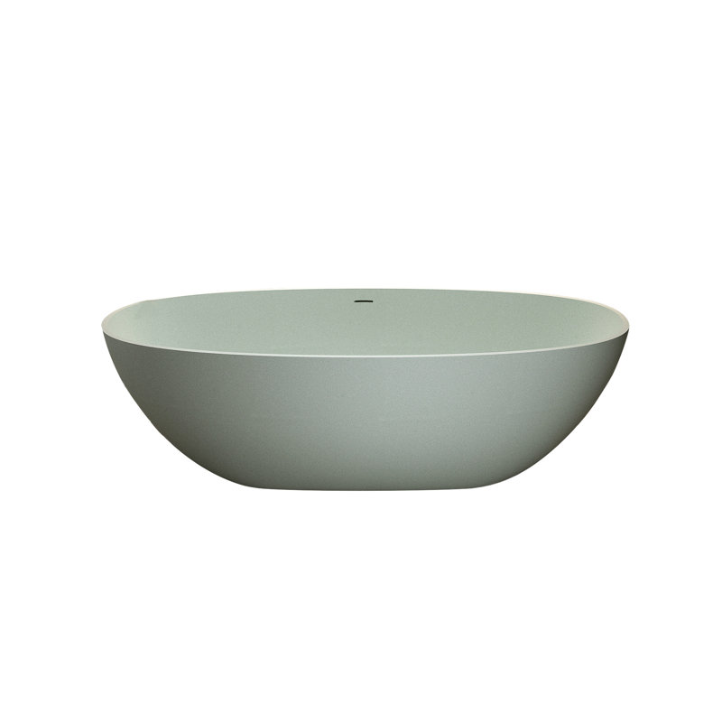 55' Freestanding Bathtub In Turquoise Solid Surface, Walls, Slow Heat Dissipation, Smooth And Delicate, Easy To Clean Surface Soaking Tub, Overflow Pop - Up Drain, Touch, Wear , Comfortable Bath
