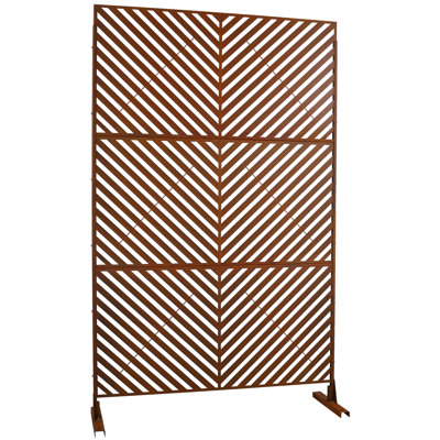 Metal Privacy Screen 76" H48" W - Rust Red For Balcony, Patio Elegant Style Patio, Garden Decoration