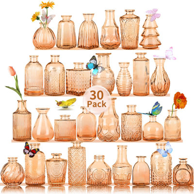 Vases en verre pour la Saint-Valentin, petits vases polyvalents pour la maison et le mariage, centres de table de douche nuptiale exquis, bouteilles d'aromathérapie, porte-bougie, idées de cadeaux (paquet de 30)