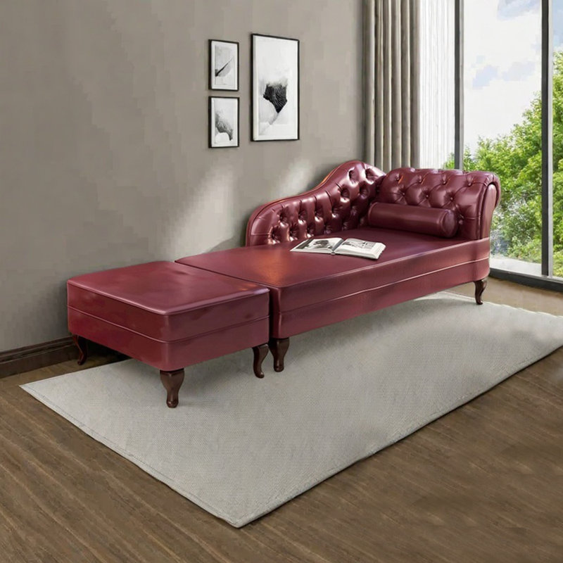 Éponge légère de luxe et fauteuil inclinable en bois massif, Orienté à droite, Rouge vin, Brun