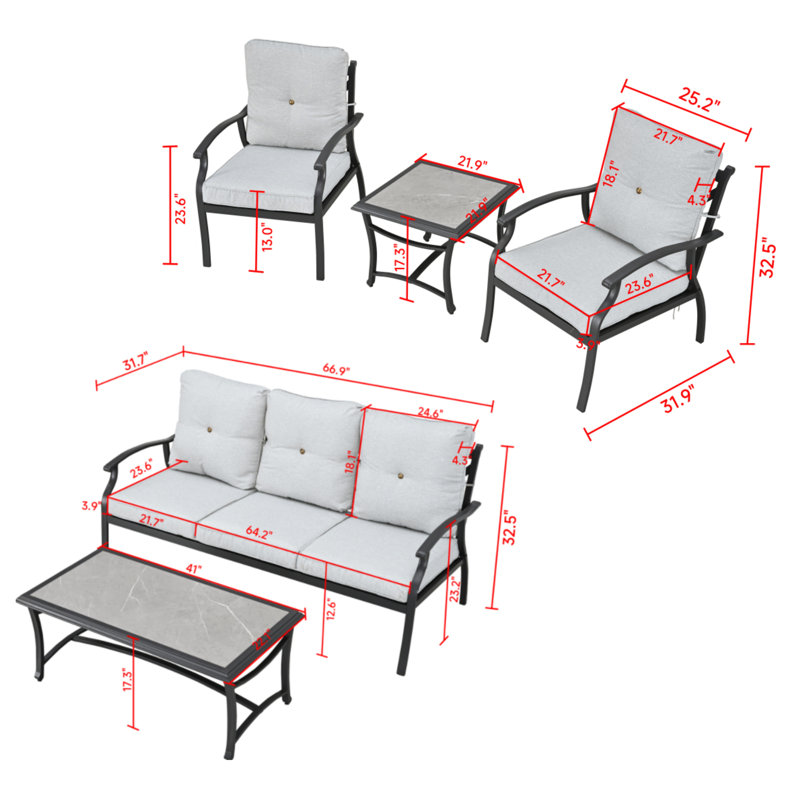 8-Piece conversation set, White