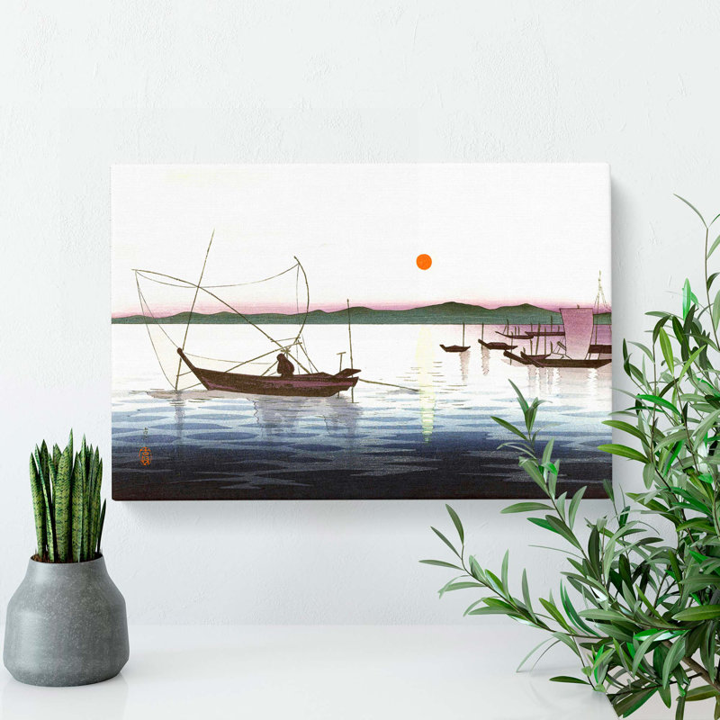 Boats & A Setting Sun by Ohara Koson - Wrapped Canvas, 35cm H x 50cm W x 3cm D