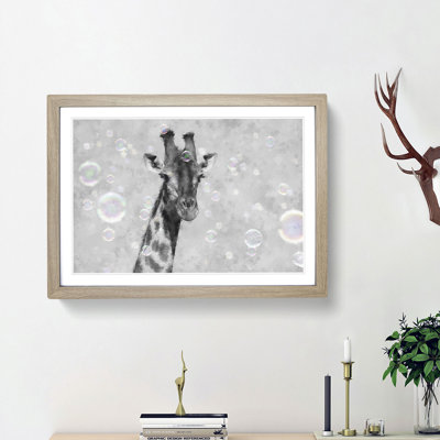Giraffe Through The Bubbles - Single Picture Frame Painting on MDF