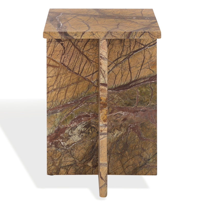 Adriano 12" Marble Accent Tabl, Brown/Beige