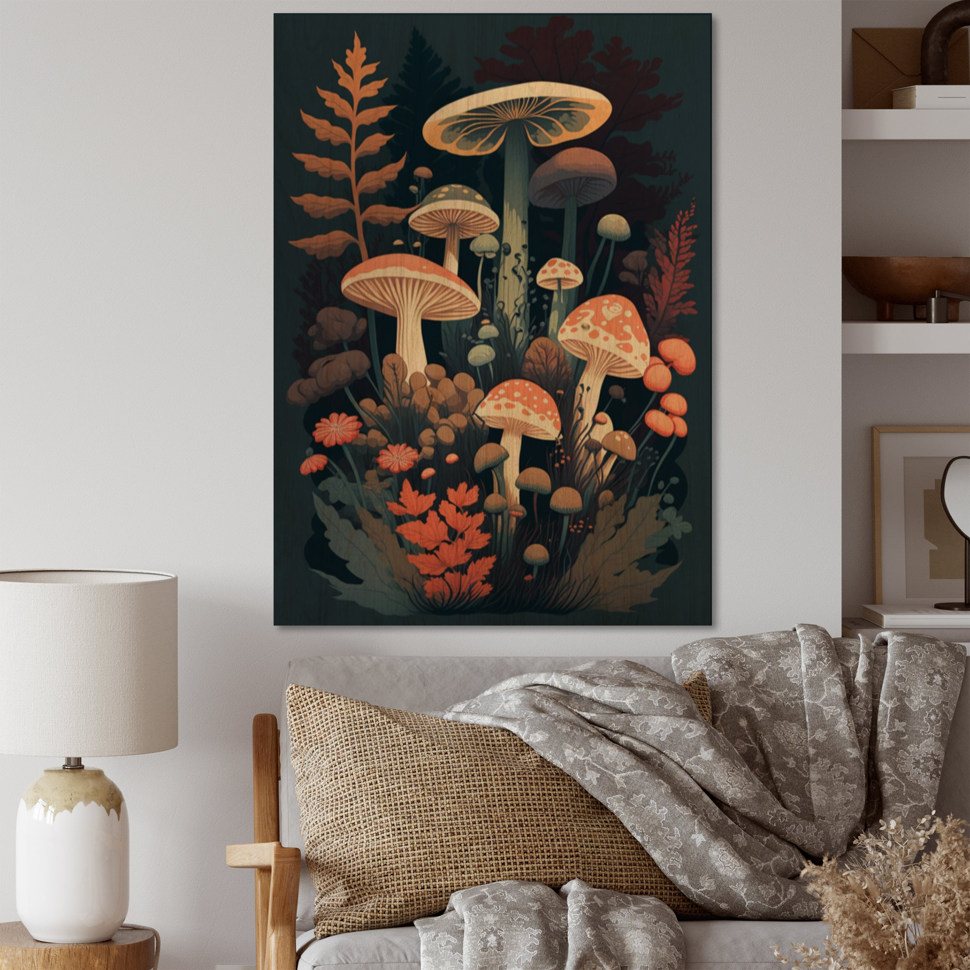 August Grove® Vintage Mushrooms Amanita Muscaria VI On Wood Print | Wayfair