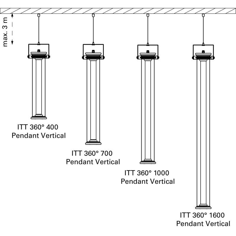 1 - Light LED Pendant, 16.5354" H x 2.7559" W x 2.7559" D