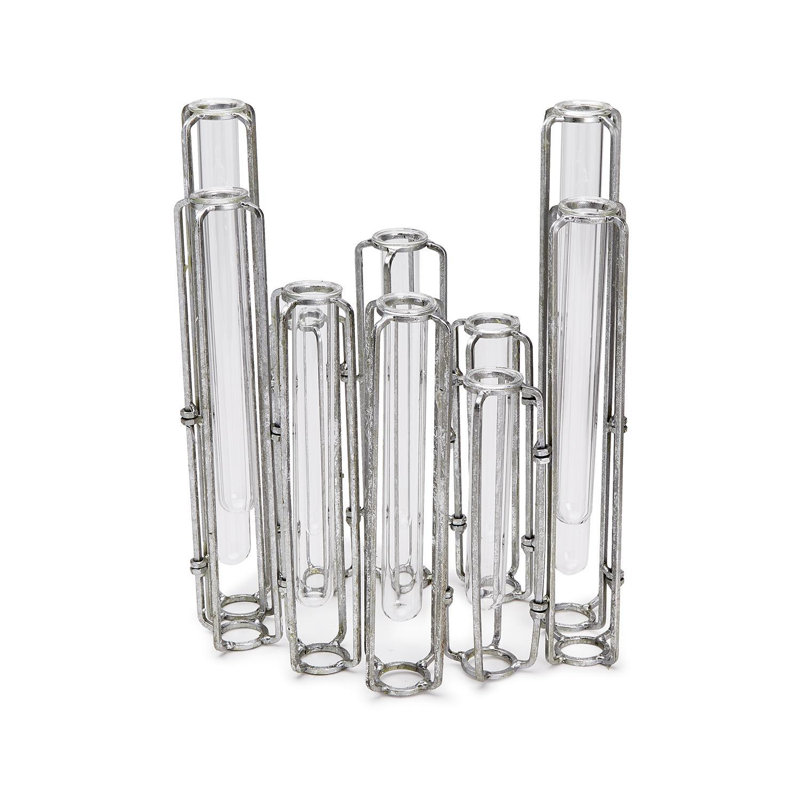 Vases à fleurs Lavoisier, 10, H 13 po x l 24 po x P 2 po, Métal / verre