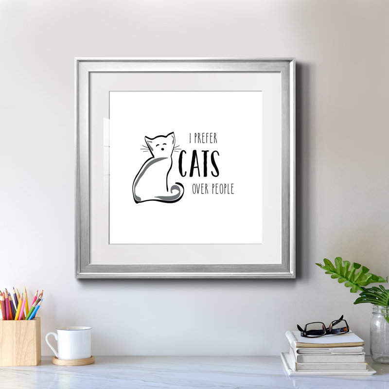Cats over People - Cadre photo, impression d'art textuel sur papier, Papier avec cadre argenté