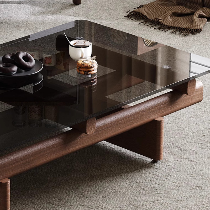 Table basse Mid-Century en verre trempé