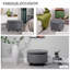 Round Linen-Touch Fabric Upholstered Storage Footstool Ottoman, Button Tufted With Removable Lid