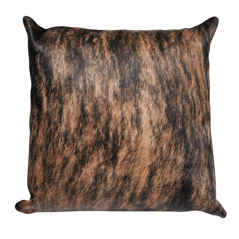 Animal Print Leather/Suede Reversible Throw Pillow