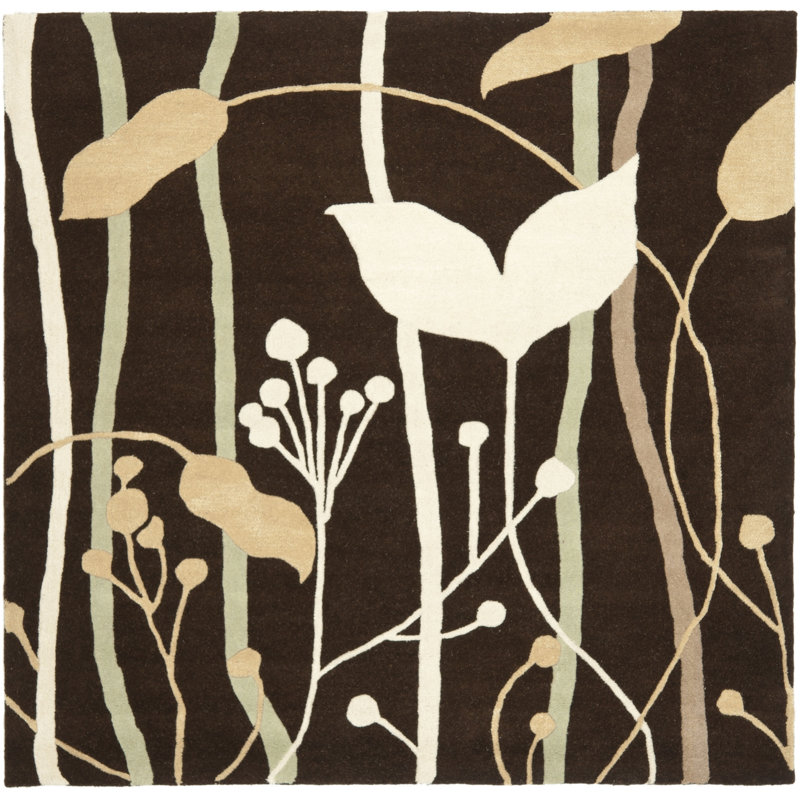 Carolette Hand Tufted Wool And Viscose Floral Rug, Round 6'