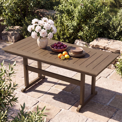 Table de patio rectangulaire de 170 cm (67 po) en PEHD résistant aux intempéries, idéale pour le jardin, la terrasse ou la piscine, aspect bois.