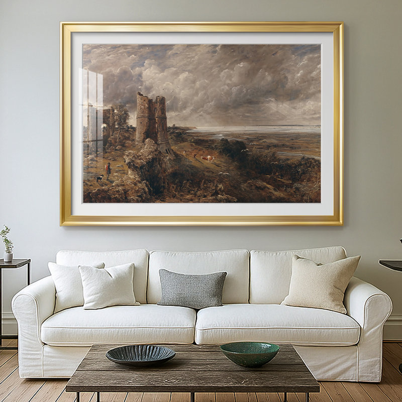 Hadleigh Castle-John Constable-Framed Print with Mat and glass-1829, 30x.5x42.5, Framed Print, Gold