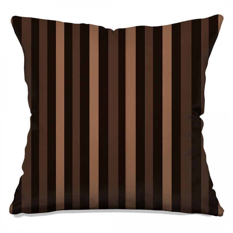 Coussin Stripes, Rayures brunes, Carré 14 po