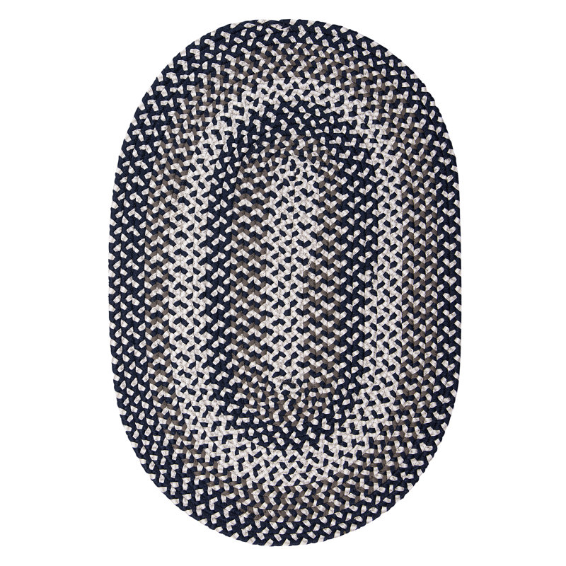 Tapis bleu/blanc tressé à la main Westin, Ovale 2 pi x 3 pi