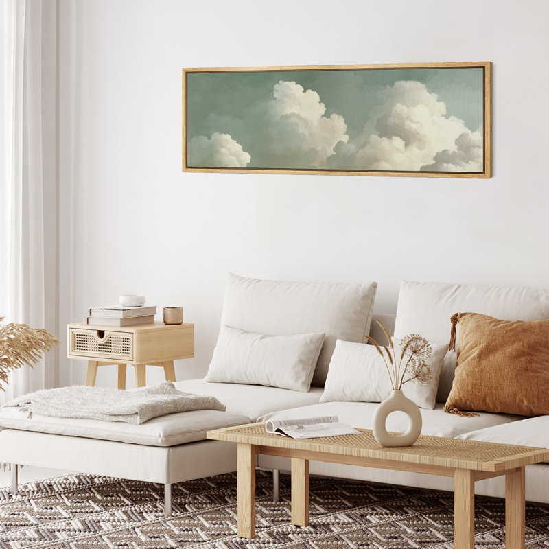 «Relaxing Calm Green Clouds», impression sur toile encadrée surdimensionnée, H 20 po x l 60 po, Naturel