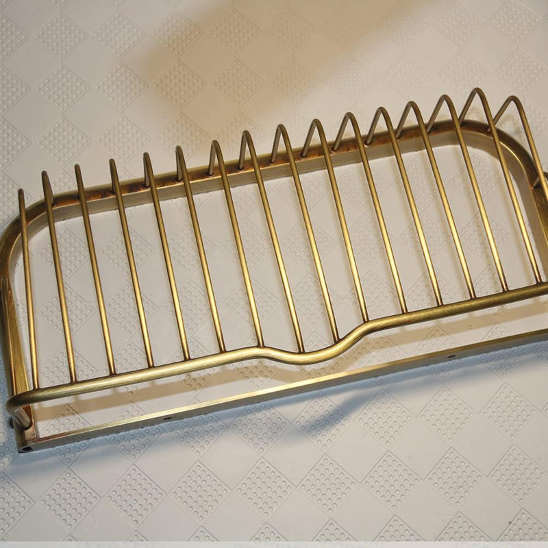 Solid Brass Square Shower Caddy, Oil Rubbed Bronze Wall-Mounted Bathroom Storage Rack, 11.8 X 5.3 X 3.1 Inches, Includes Mounting Accessories