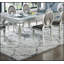 Table de salle à manger rectangulaire traditionnelle avec teinte argentée et insert en verre, durable et élégante pour toute salle à manger