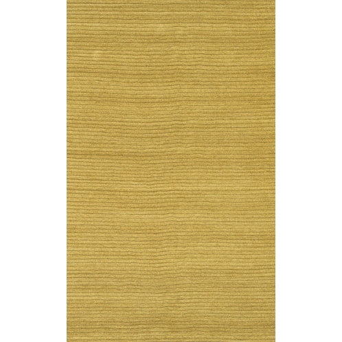 Tapis jaune fait à la main Fayean, Rectangle 5 pi x 7 pi 6 po