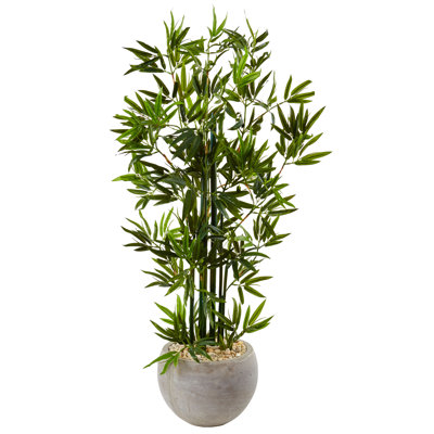 48'' Faux Bamboo Tree in Stone Planter