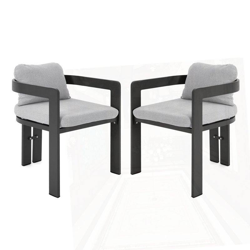 Chaise de patio d'extérieur en aluminium, ensemble de 2, Gris