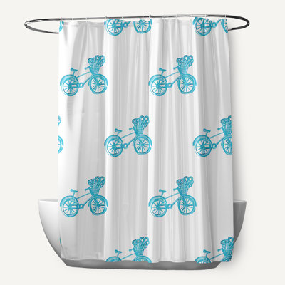 Rideau de douche simple à imprimé bicyclettes