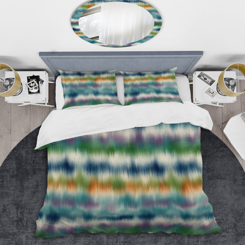 Multicolor Striped Pattern - Abstract Duvet Cover Set - Microfiber Polyester