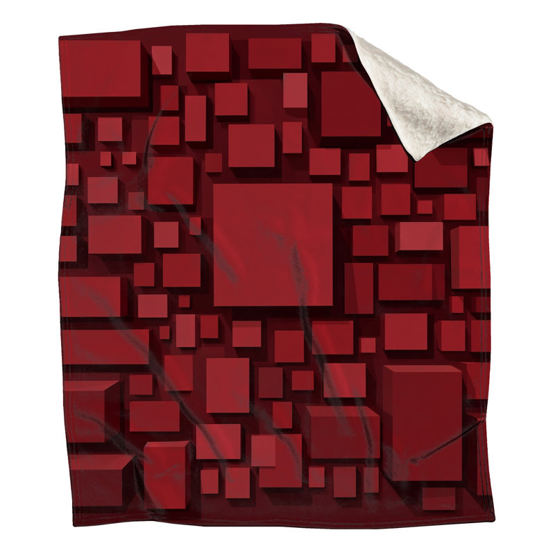 Couvertures rouges à motif géométrique, L 60 po x H 80 po