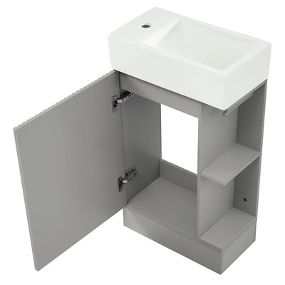 Meuble-lavabo 18,6 po avec armoire, porte-papier hygiénique et tablette