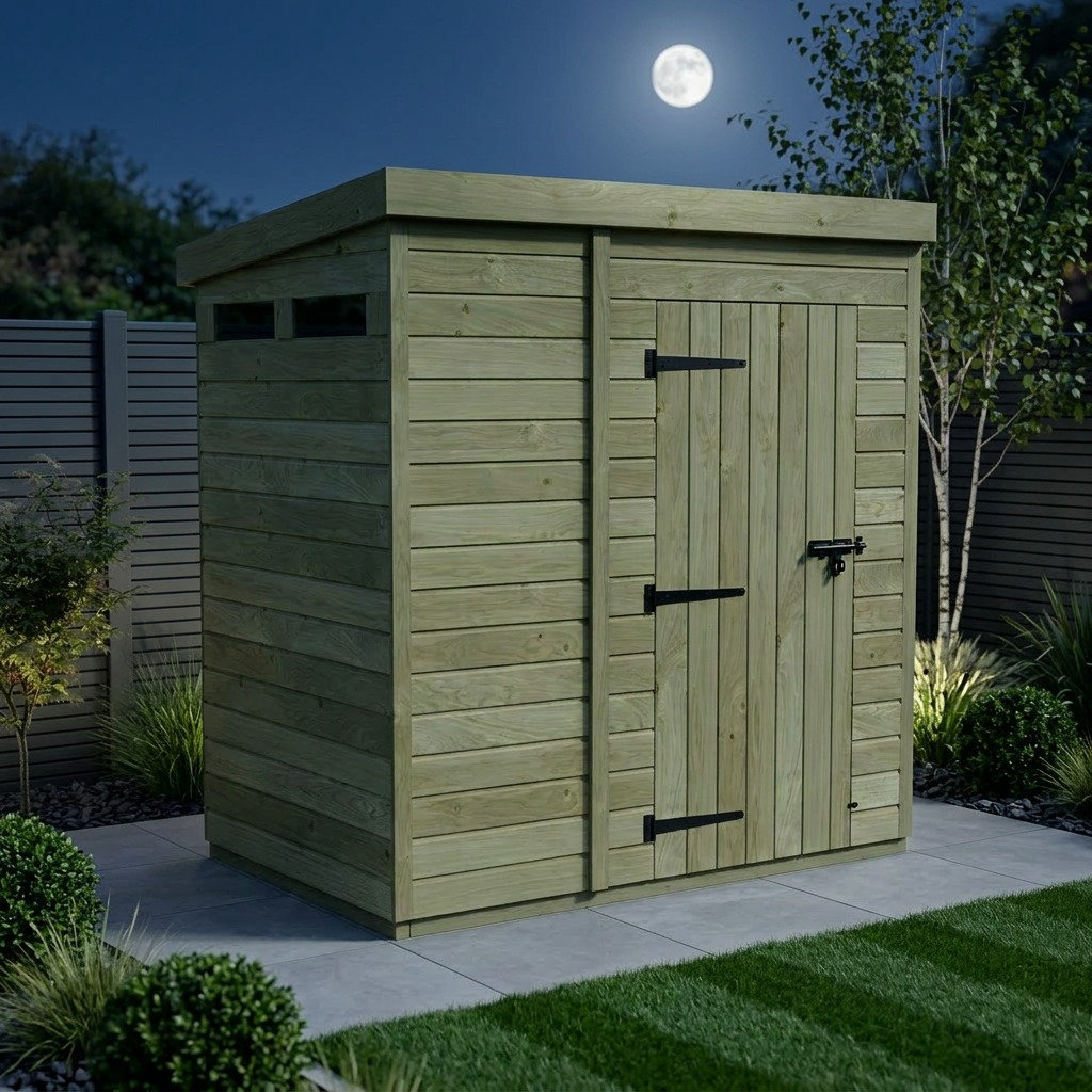 Total Sheds 5ft x 4ft Security Pent Shed - Heavy-Duty Hasp Staple Anti-Tamper - Pressure Treated Timber - UK Manufactured
