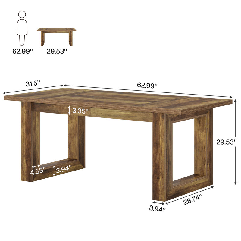 Bureau d'ordinateur de direction rectangulaire en bois 63 pouces, Brun