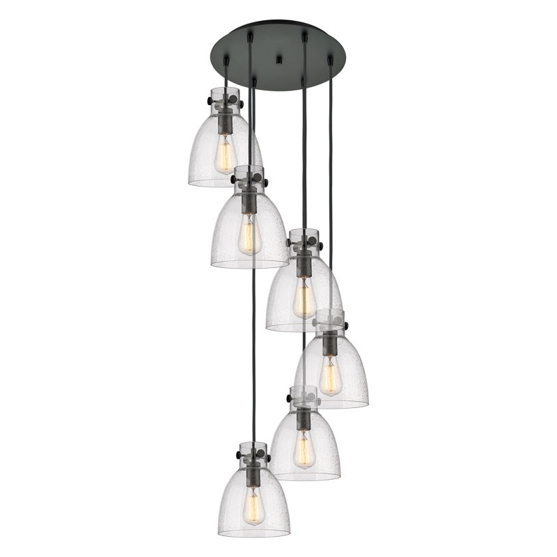 Luminaire suspendu 6 lumières Amrith, Bullé, Noir mat