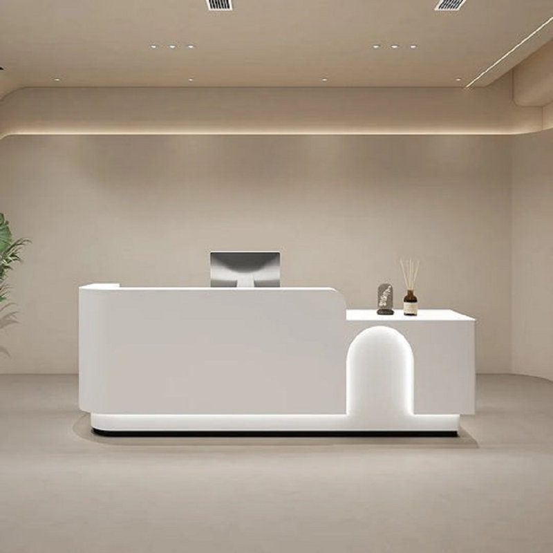 Clauzell L-Shaped Manufactured Wood Reception Desk, White