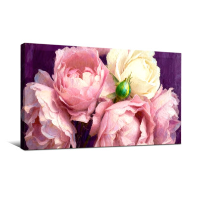 Plants &Flowers Pink Roses And White Rose With Green Bud