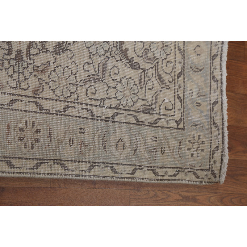 Tapis brun en laine noué à la main de conception unique 1960S 11 pi 3 po x 15 pi 3 po 1960S