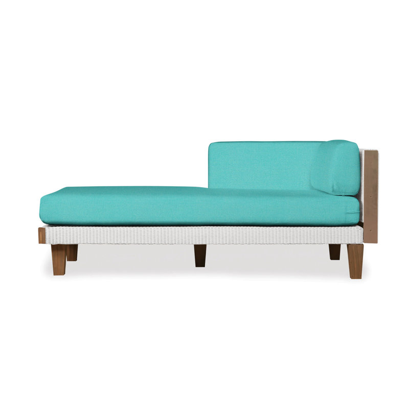 Catalina Outdoor Teak Chaise Lounge, White, Beach Navy
