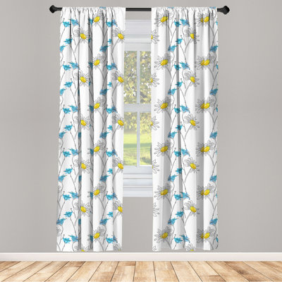 Floral Semi-Sheer Rod Pocket Curtain Panels