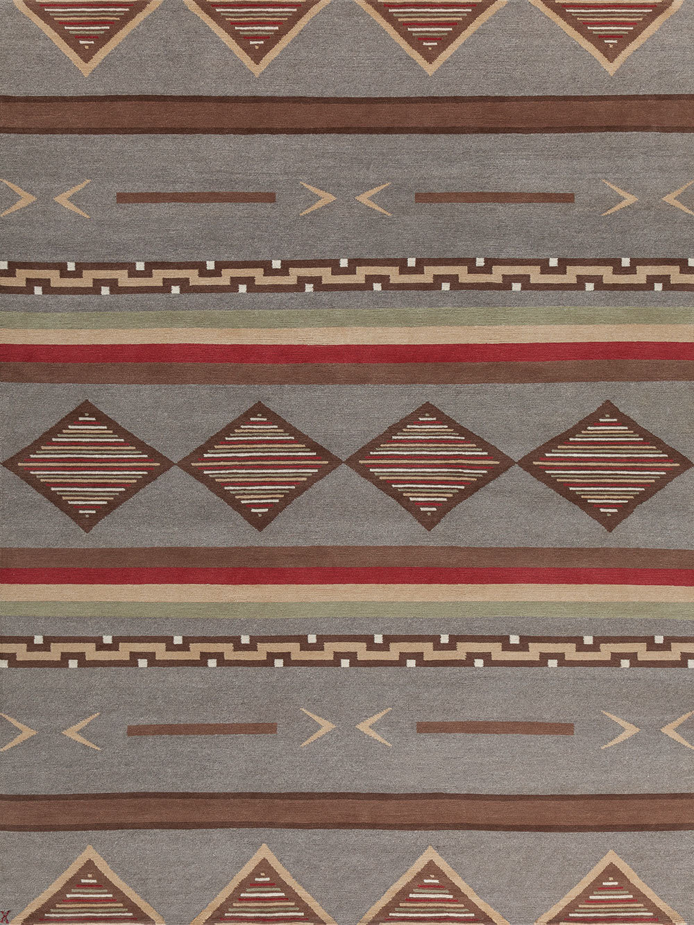 New Rugs Signag New Moon Rugs Mesa Southwestern Hand-Knotted Wool Gray/Brown/Red Area ...