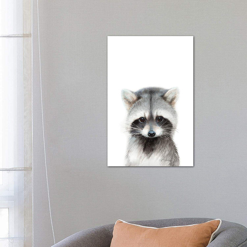 Baby Raccoon - Wrapped Canvas Painting, 66.04 cm H x 45.72 cm W x 1.91 cm D