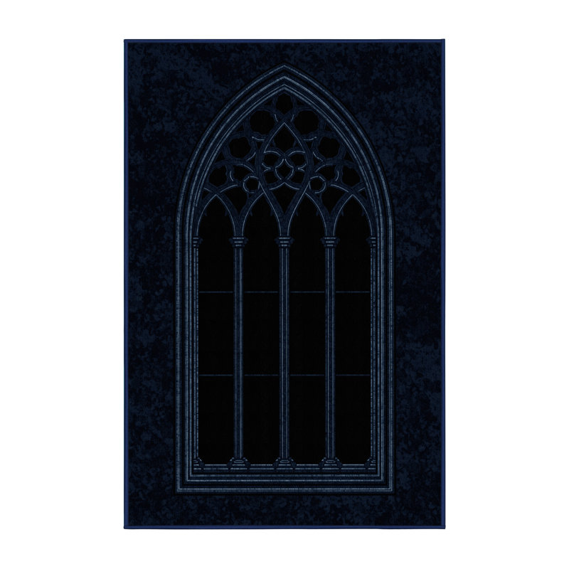 Soft Plush Eslinger Halloween Modern & Contemporary Abstract Area Rug in Blue – Navy Binding, 7x9
