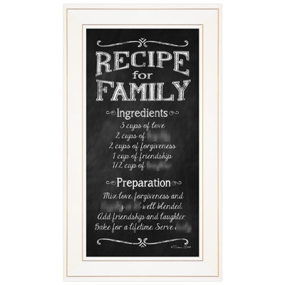 S «Recipe for Family», chef-d'œuvre en papier encadré, élément décoratif multicolore, prêt à être accroché, 12 po x 21 po x 1 po, impression de 3 lb, conception attrayante,