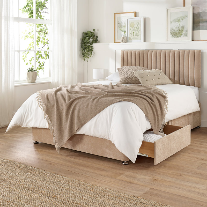 Nameeta Divan Bed Base, Small Single (2'6), Sand, No Drawers